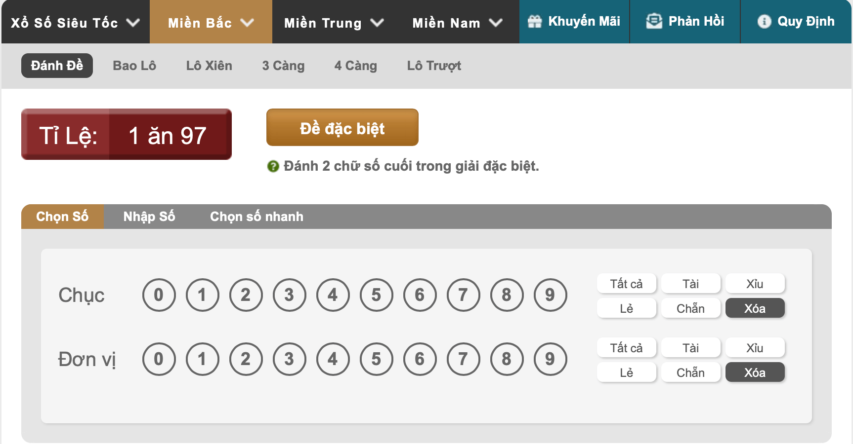 Thể loại cược khi chơi XSMN